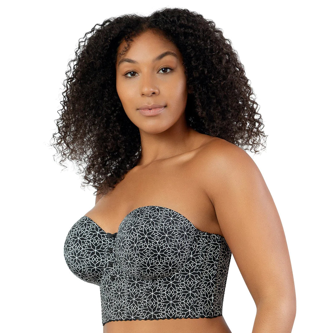 Marissa Strapless Underwire Longline Bra P50117 Black Mosaic