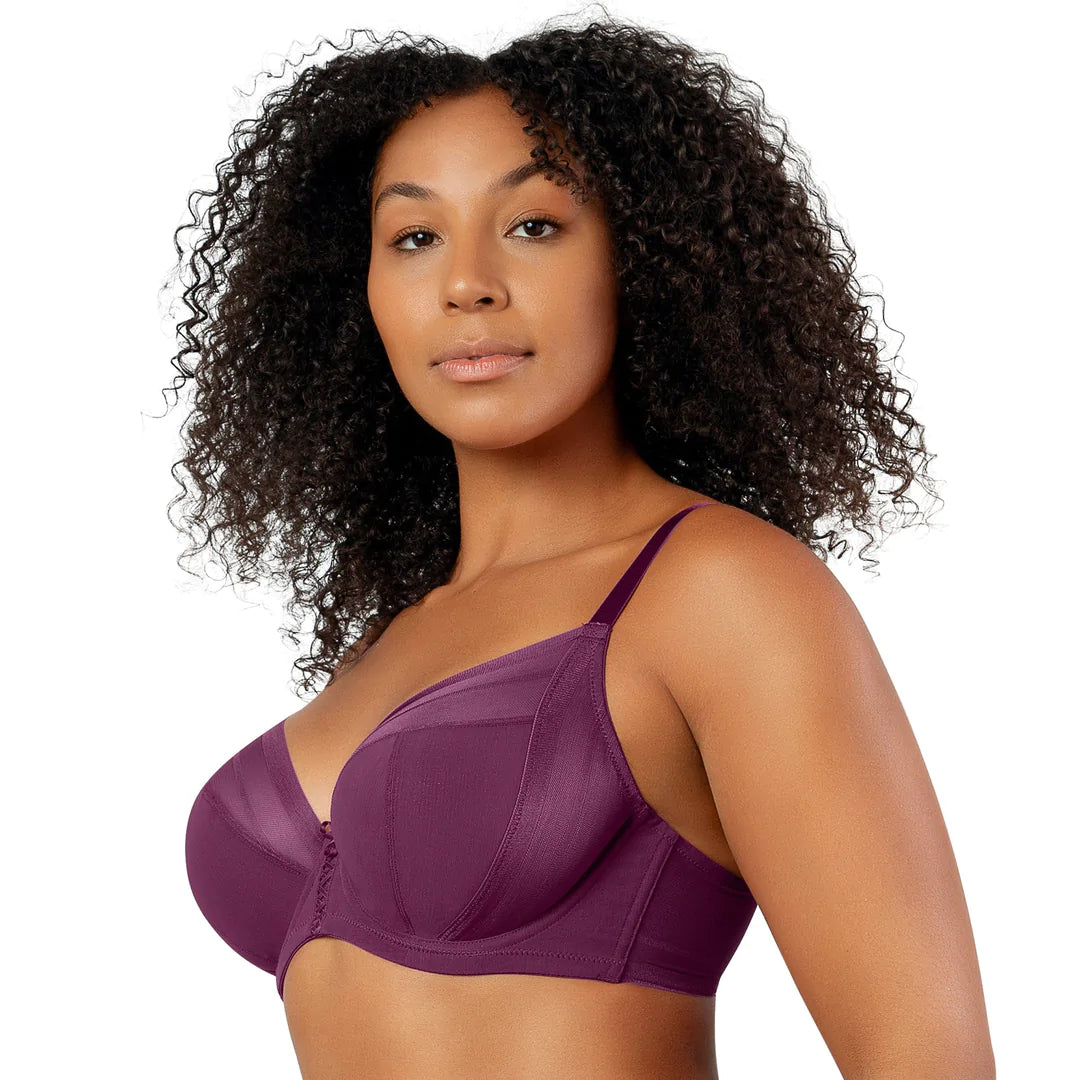 Carline Plunge Underwired Bra in Green/Fuchsia