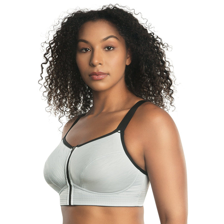 Wave Wireless Zip Front Closing Sport Bra 6052 - Silver