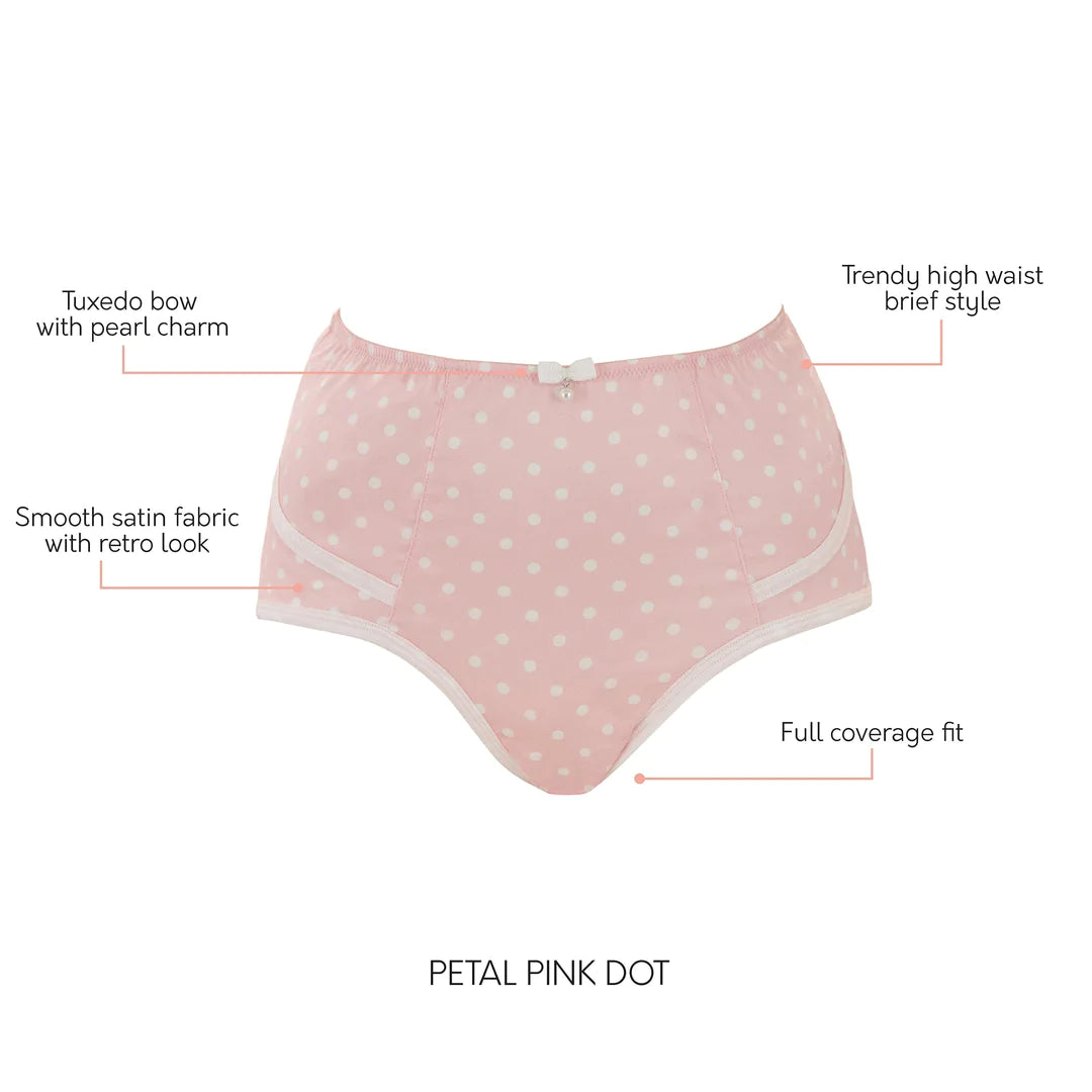Charlotte High Waist Brief 6917 - Petal Pink Dot
