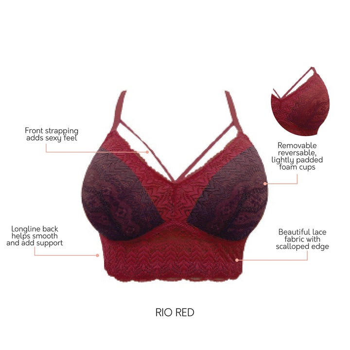 Mia Lace Longline Bralette 5951 - Rio Red