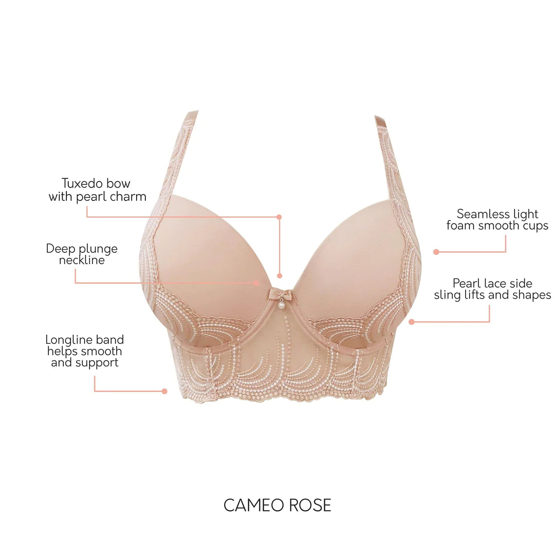PARFAIT Pearl P6091 Women's Longline Plunge Full Busted Bra-Cameo Rose-32C  at  Women's Clothing store