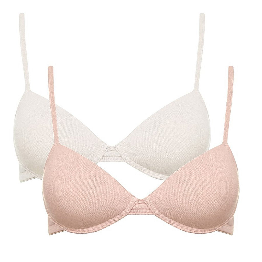 Teen Bra Basic Wireless 2 Pack - cream and blush