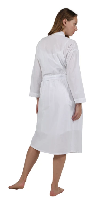 100% Cotton Embroidered Robe 1187R - White