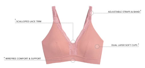 Lucille - Lace Trim Comfort Bralette 5072 - Whisky Rose