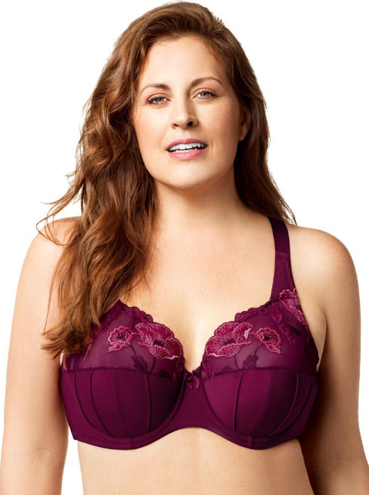 Glamour Embroidery Underwire Bra 2021 - Burgundy