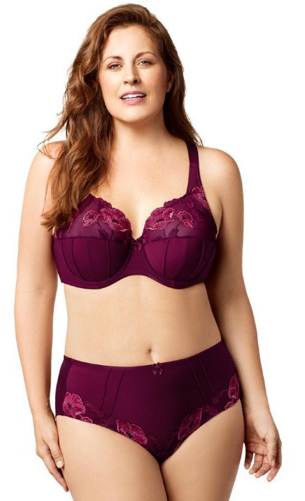 Glamour Embroidery Underwire Bra 2021 - Burgundy