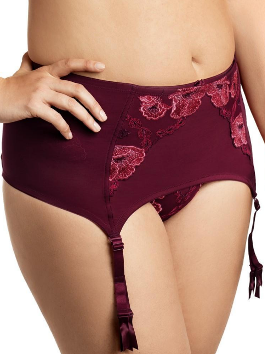 Glamour Embroidery Garter 9421 - Burgundy