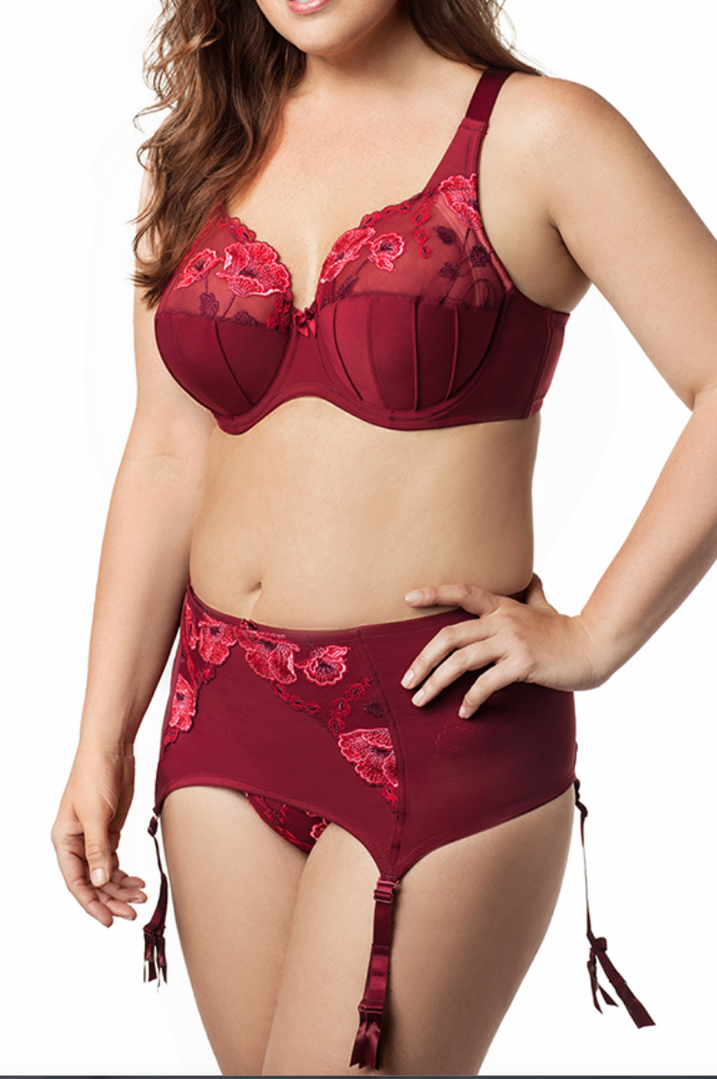 Glamour Embroidery Garter 9421 - Burgundy