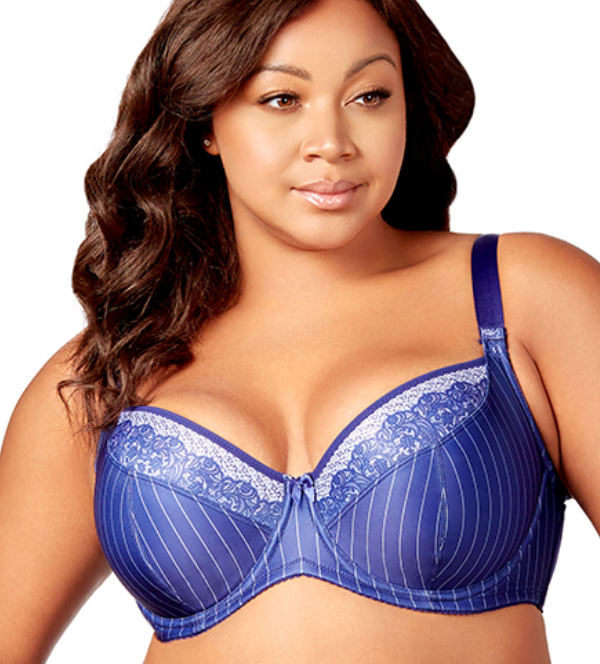 Printed Pinstripe Balcony Underwire Bra 2818 - Blue