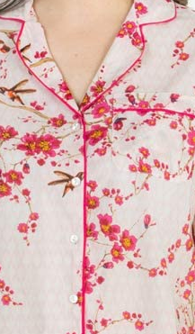 100% Cotton 3/4 Sleeve Pyjamas 1477 4087 - Cherry Blossoms