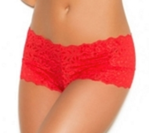 Lace Booty Shorts 3229P - Red