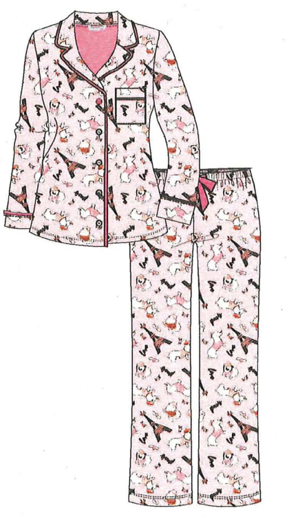 100% Cotton Flannel Pyjamas 15175 - Paris Dog