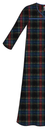 100% Flannel Long Gown 11435 - Black Plaid