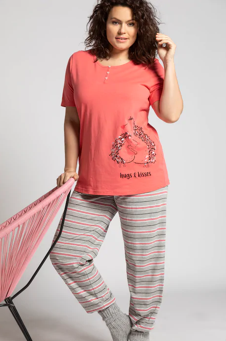 Eco Cotton Hedgehog Love Pyjamas 74923052 - Light Strawberry