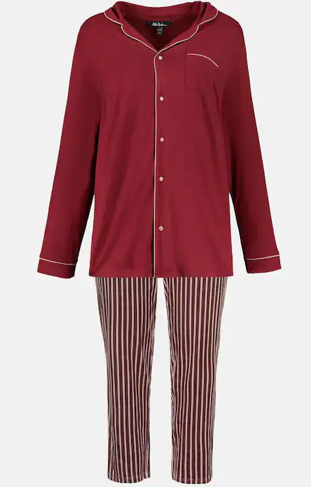 Regency Stripe Stretch Knit Button Pajamas 74922654 - Bordeaux Red