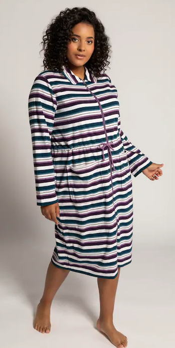 Jewel Tones Stripe Terry Zip Front Bath Robe 75076990