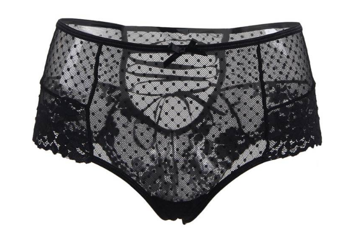 High Waist Lace Cheeky Panty 5152 - Black