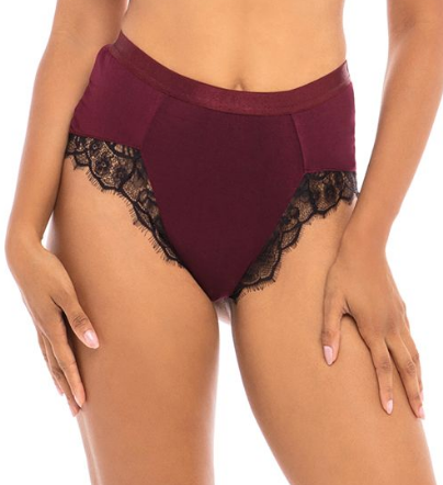 Nicole Eyelash Lace Brief 40-11425P - Zinfandel/Black