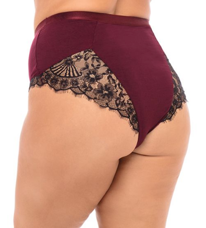 Nicole Eyelash Lace Brief 40-11425P - Zinfandel/Black