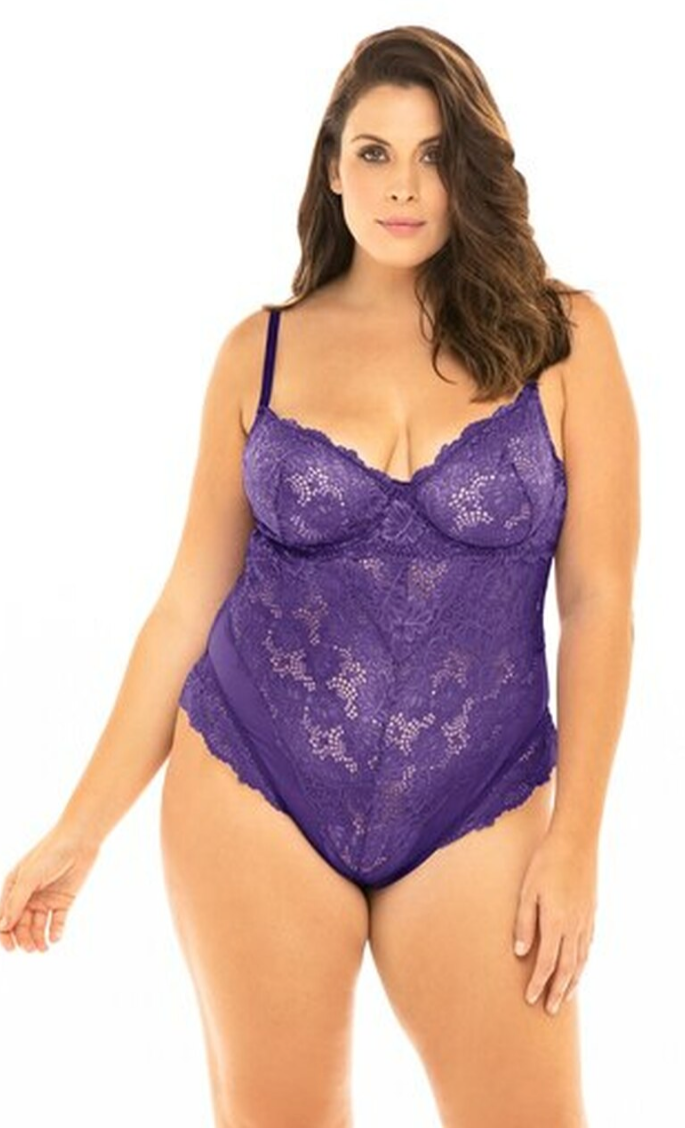 Lace Teddy with Underwire 51-11053 - Purple