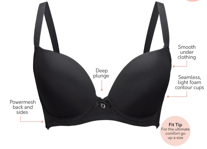 Jeanie Plunge T-Shirt Bra 4801 - Black