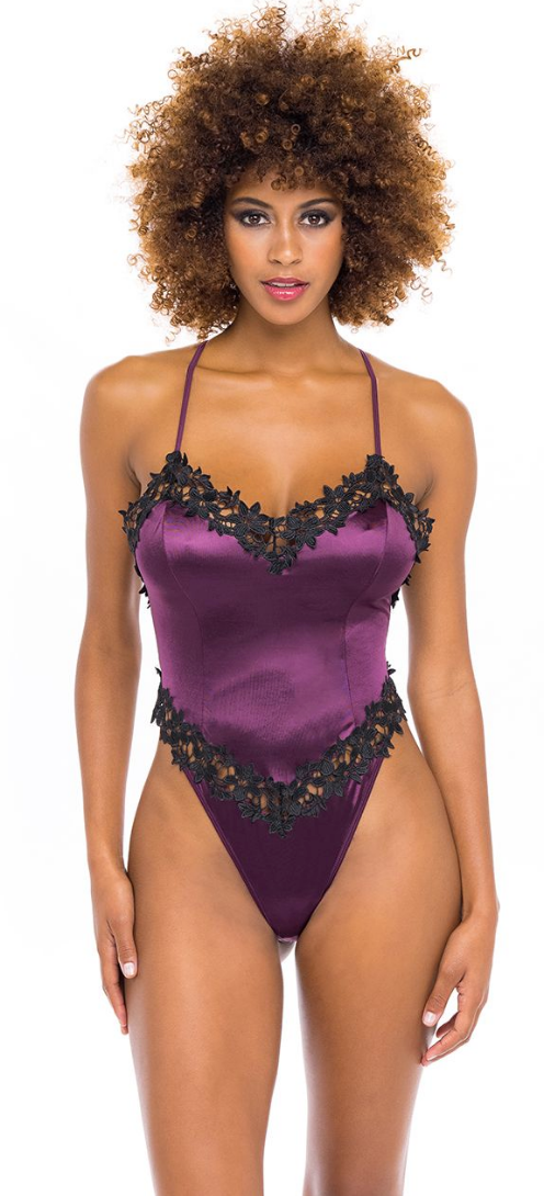 Lace and Satin Teddy with Underwire 51-11566 - White – Purple Cactus  Lingerie
