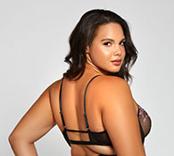 Strappy Front Closing Bralette 77027 - Black/Fuchsia