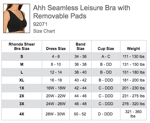 Ahh Seamless Leisure Bra with Removable Pads 92071 - Black – Purple Cactus  Lingerie