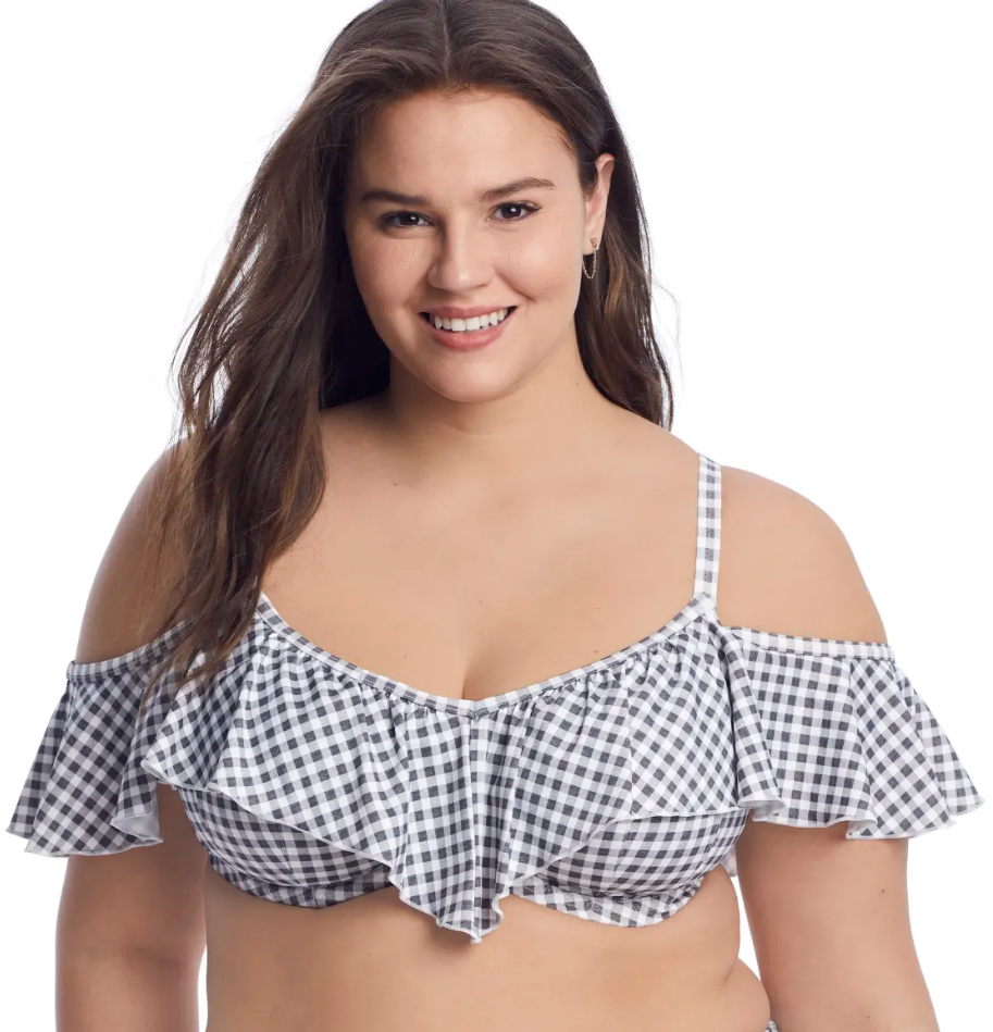 Checkmate Underwire Bardot Bikini Top ES800306 - Grey Marl