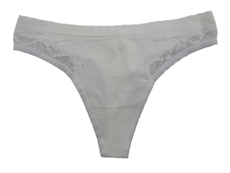 Seamless Thong with Lace Insert 524 - White