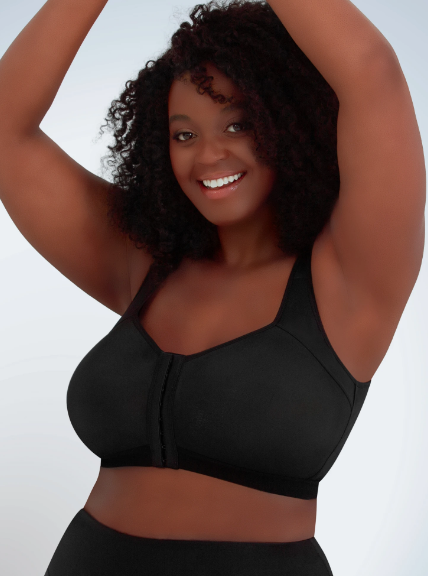 Leading Lady The Indy - Cotton Front-closure Lace Racerback Bra In Black,  Size: 46ab : Target