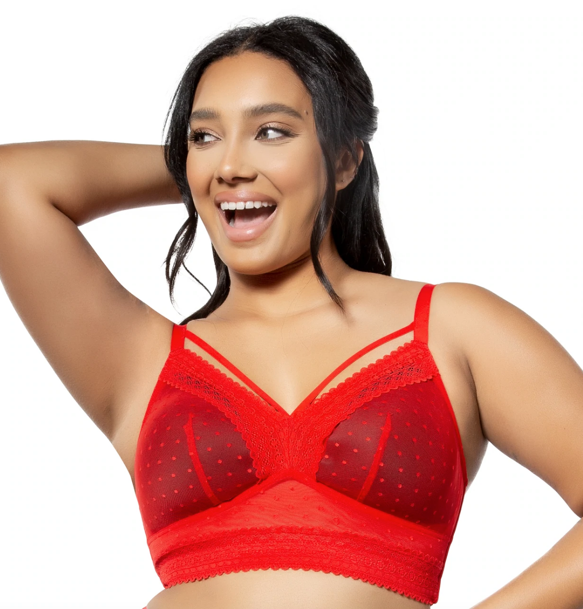 Mia Dot Longline Bralette 6011 - Racing Red