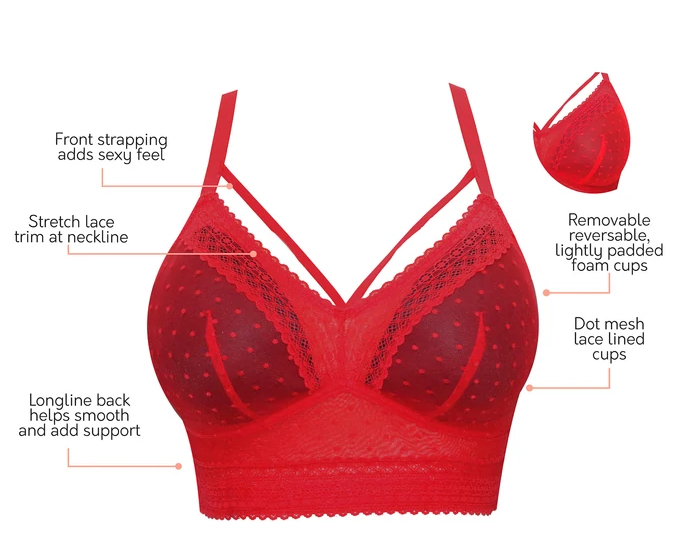 Mia Dot Longline Bralette 6011 - Racing Red