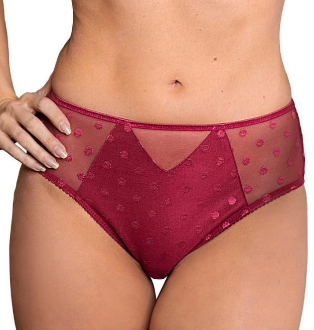 Carmen Polka Dot Bikini Panty U2492 - Deep Red