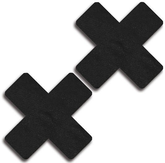Faux Leather Cross Pasties 31513 - Black
