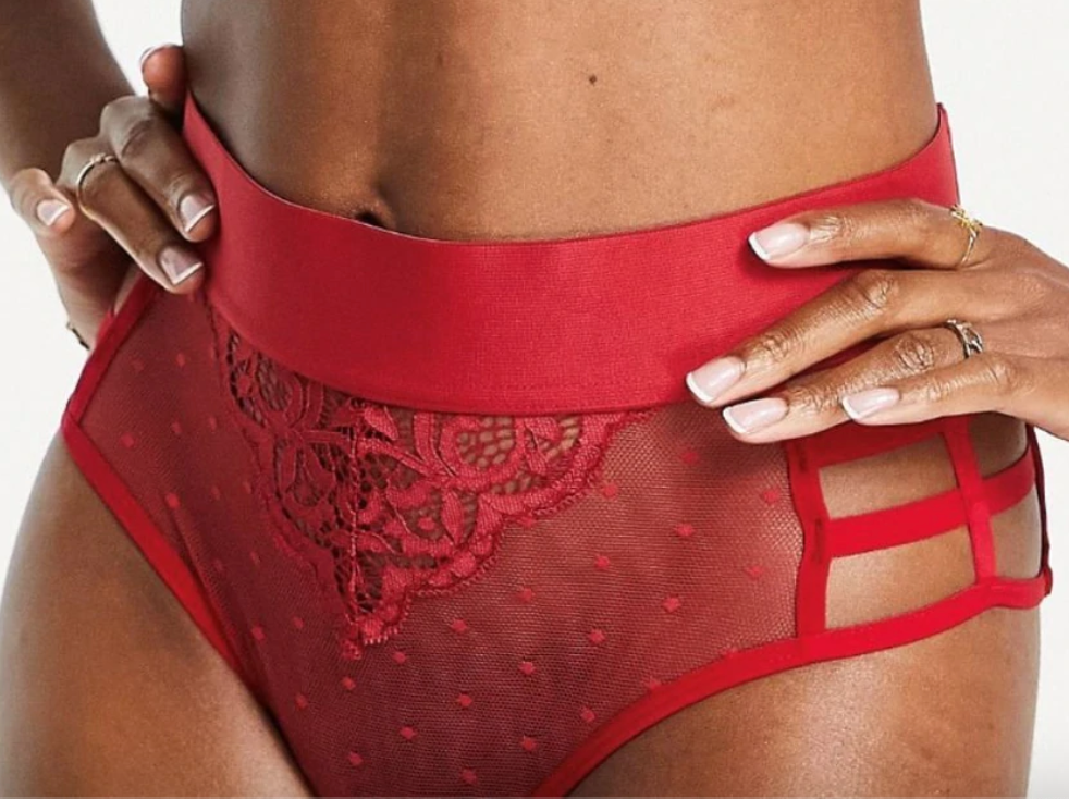 Kayla Caged Side Brief - True Red