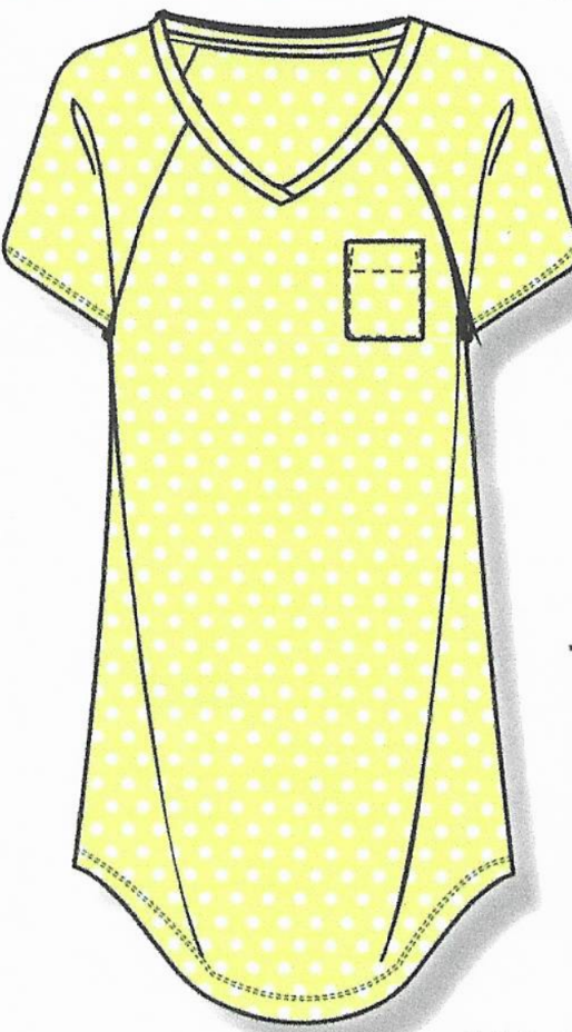 V-Neck Sleepshirt M318204 - Yellow Polka Dot