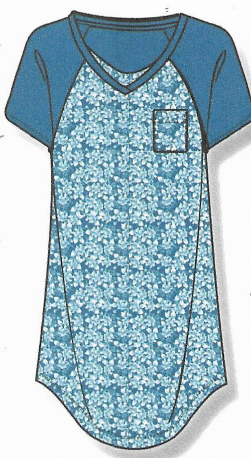 V-Neck Sleepshirt M318204 - Blue Floral