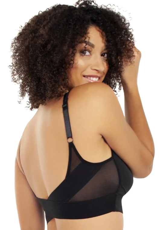 Wireless T-shirt Bra with Mesh Back Detail 0021 - Black