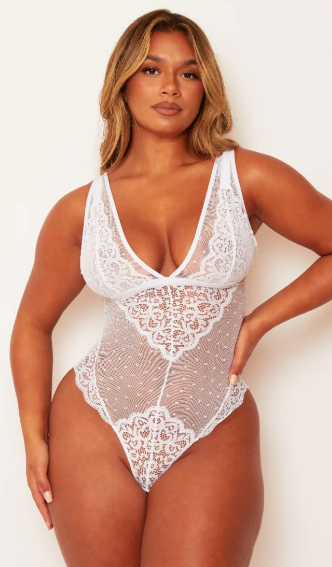 Eva Plunge Teddy - White