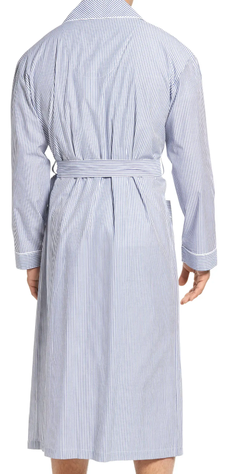 100% Cotton Basic Bengal Stripe Shawl Robe 3062140 - Navy and White