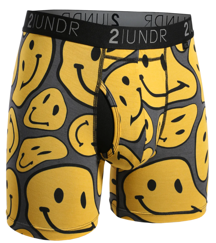2UNDR 2PACK 6" Swing Shift Boxer Brief - Flower Power/Smiley