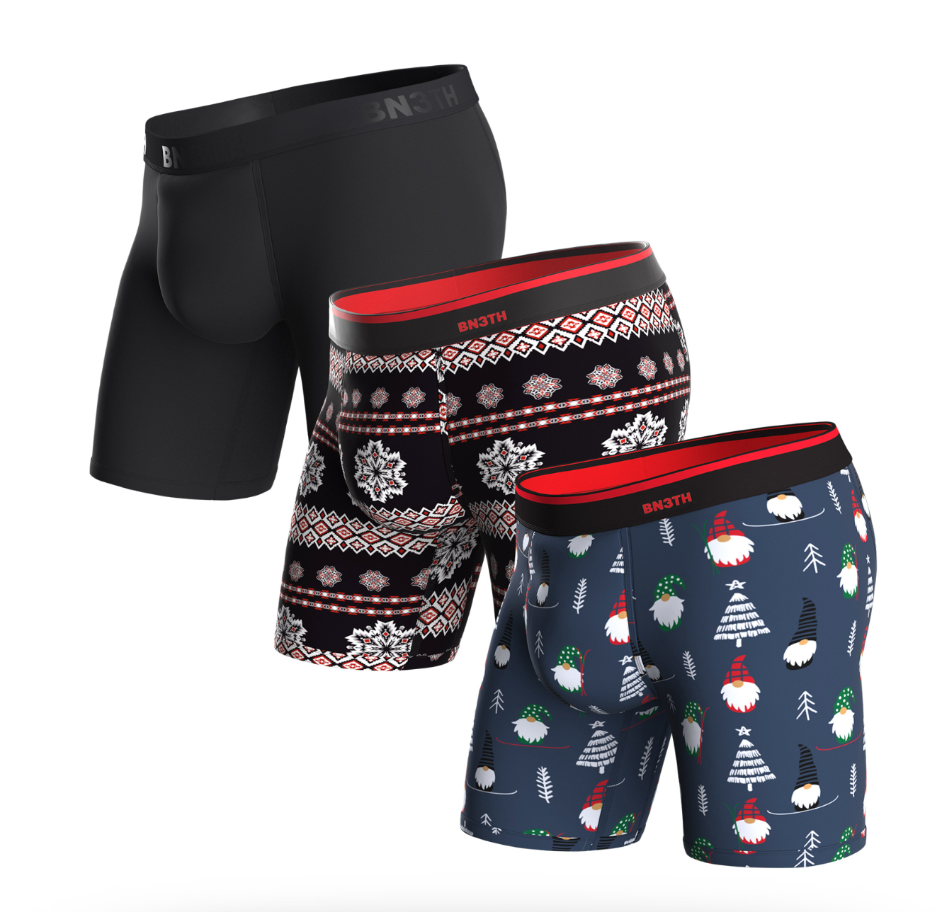 BN3TH Classic 6.5" Boxer Brief 3 Pack - Gnome for the Holidays