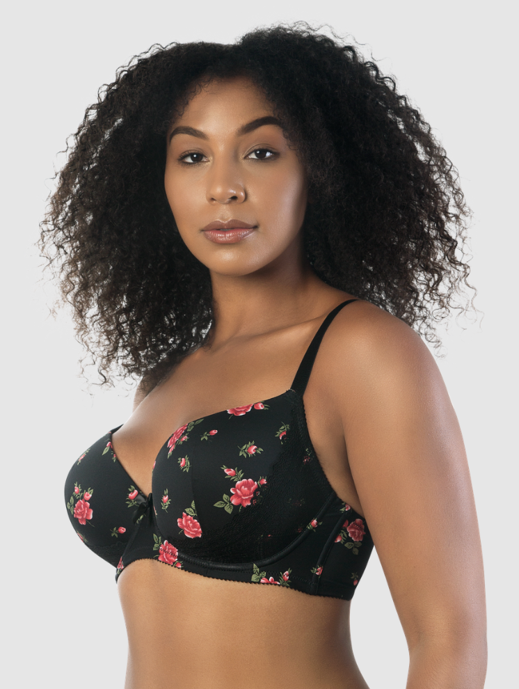 Cacique Lightly Lined Wireless Black Floral Bra 44C Size undefined - $26 -  From Pink