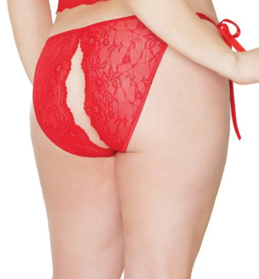 Floral Stretch Mesh Panty with Tie Sides 21307 - Cranberry