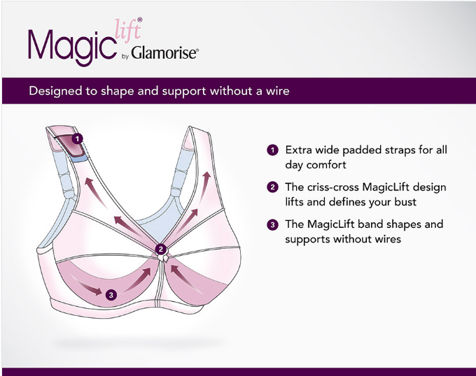 Glamorise 1000, Magic Lift Full Figure Wireless Support Bra (52D