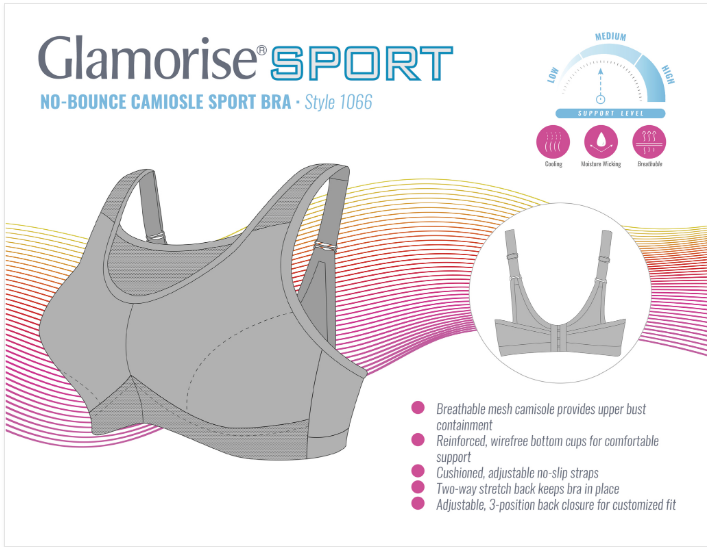 1066 Medium Support Wireless Camisole Sport Bra - Soft Gray