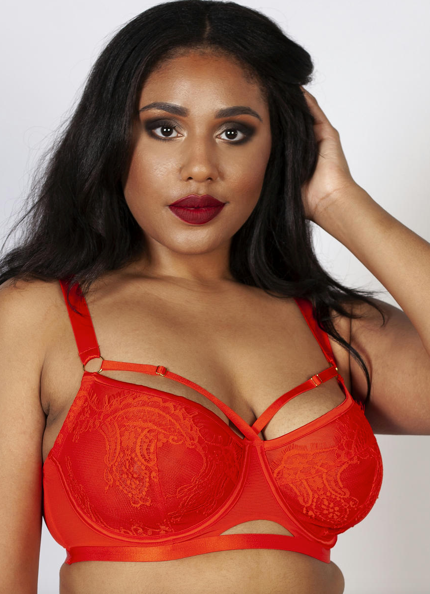 Lyla Strappy Bra 039 - Flame – Purple Cactus Lingerie