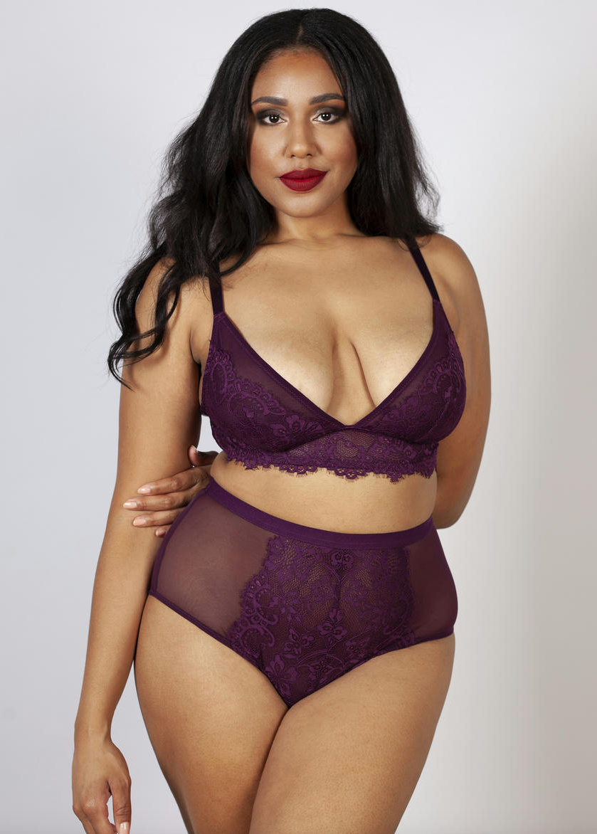 Bella Lace High Waist Brief PPGHW041P - Aubergine